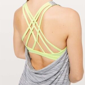 Lululemon 2 Gray Neon Free To Be Serene 2 In 1 Draped Open Strappy Back Tank